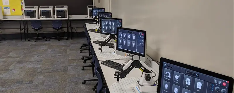 Dobots in a STEM classroom.