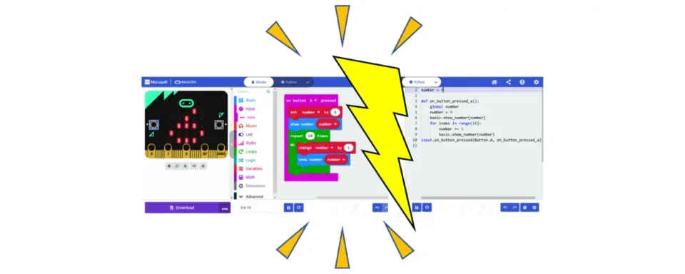 Screenshot of Microsoft’s MakeCode site for micro:bit.