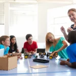 Group of kids enjoying a STEM summer camp