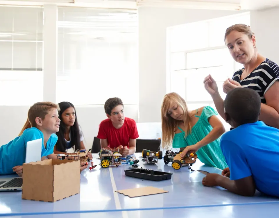 Group of kids enjoying a STEM summer camp