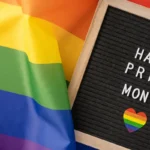 A rainbow flag represents Pride Month.