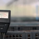 Close up view of soil meter for measured pH and moisture in greenhouse.