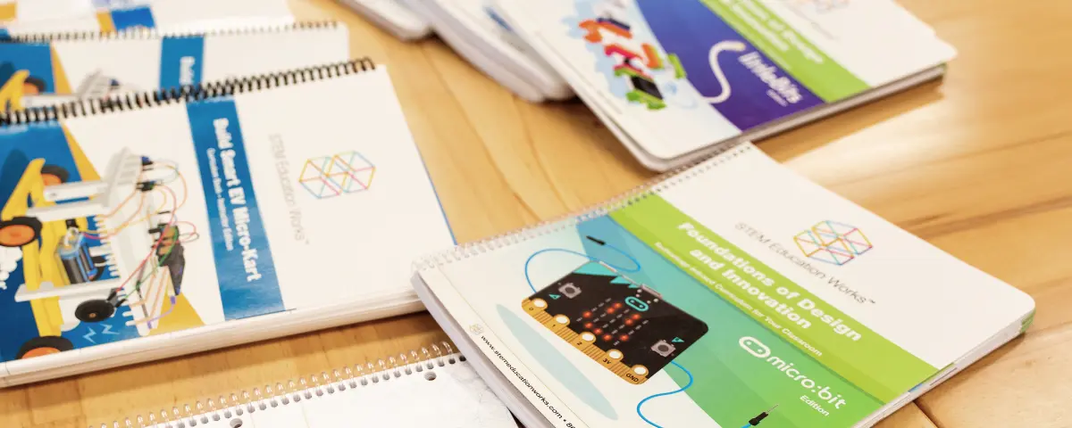STEM Education Works micro:bit curriculum sitting on a table.