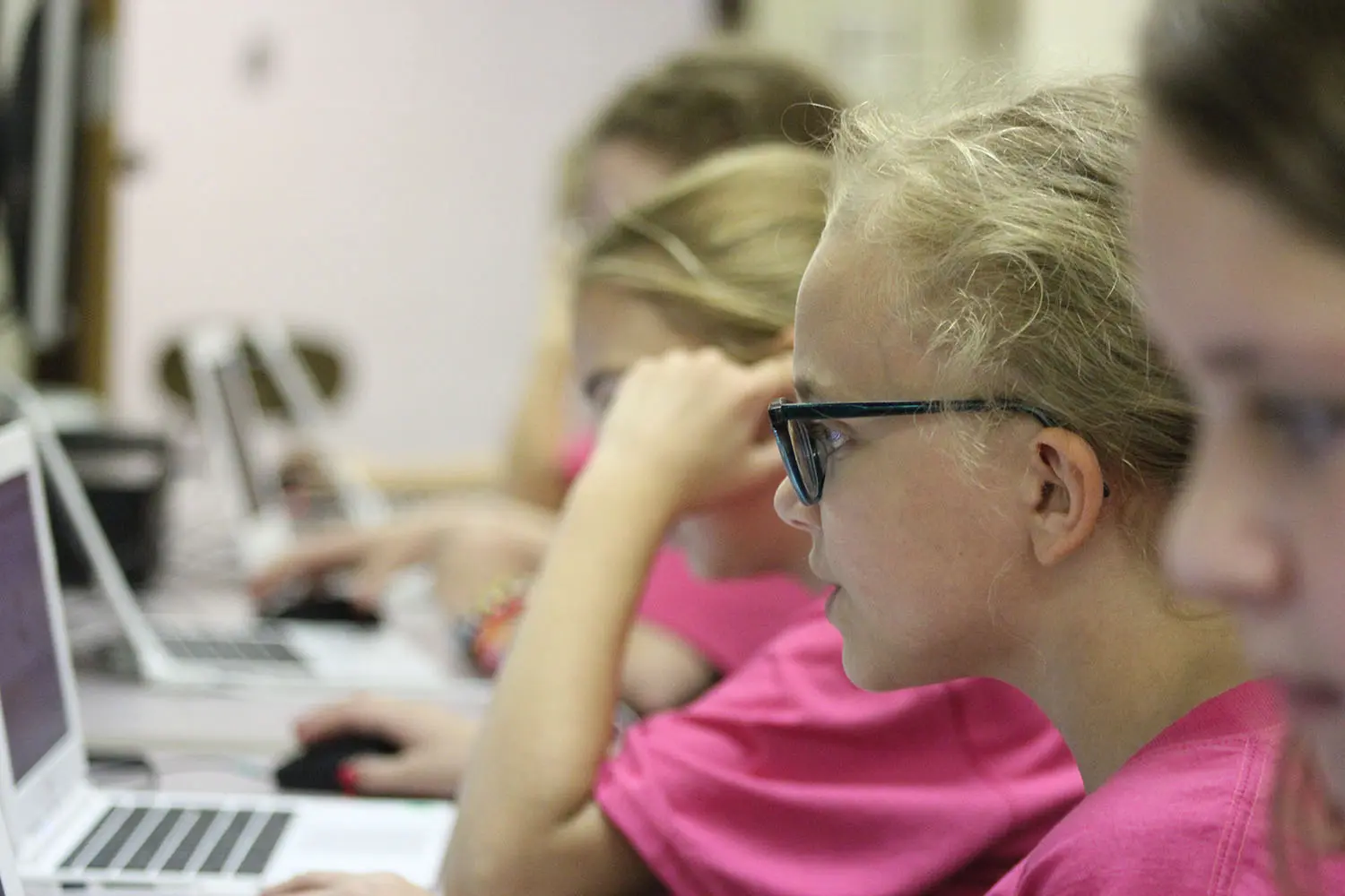 Student works on a computer at the Greater Lafayette Robotics Camp with the Boys and Girls Club of White County.