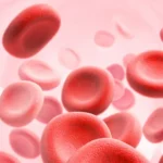 Red blood cells flowing through a vein.